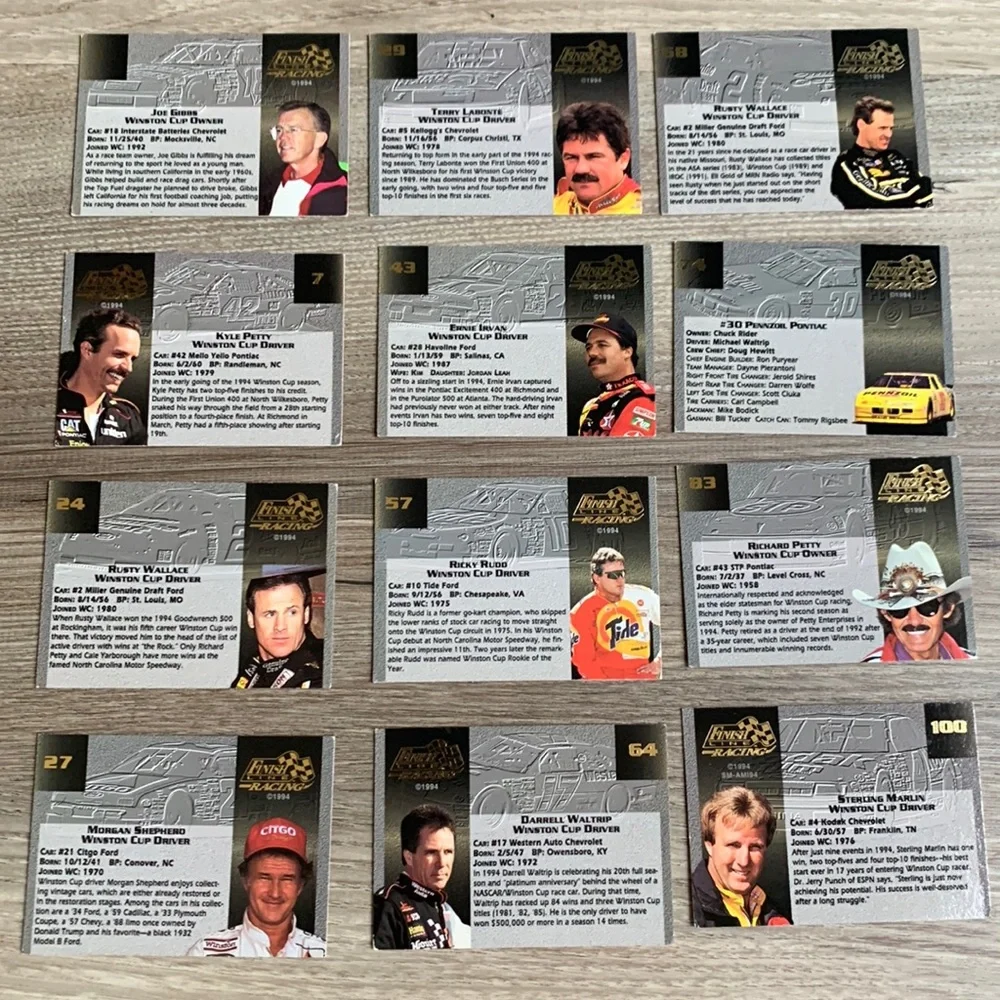 Finish Line Gold 1994 Race Car Driver NASCAR Racing Sport Trading Cards Vintage